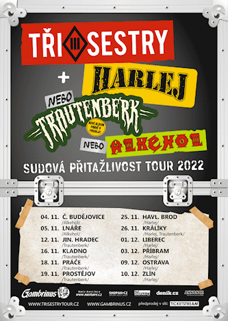 plakát Tři sestry Sudová přitažlivost tour 2022